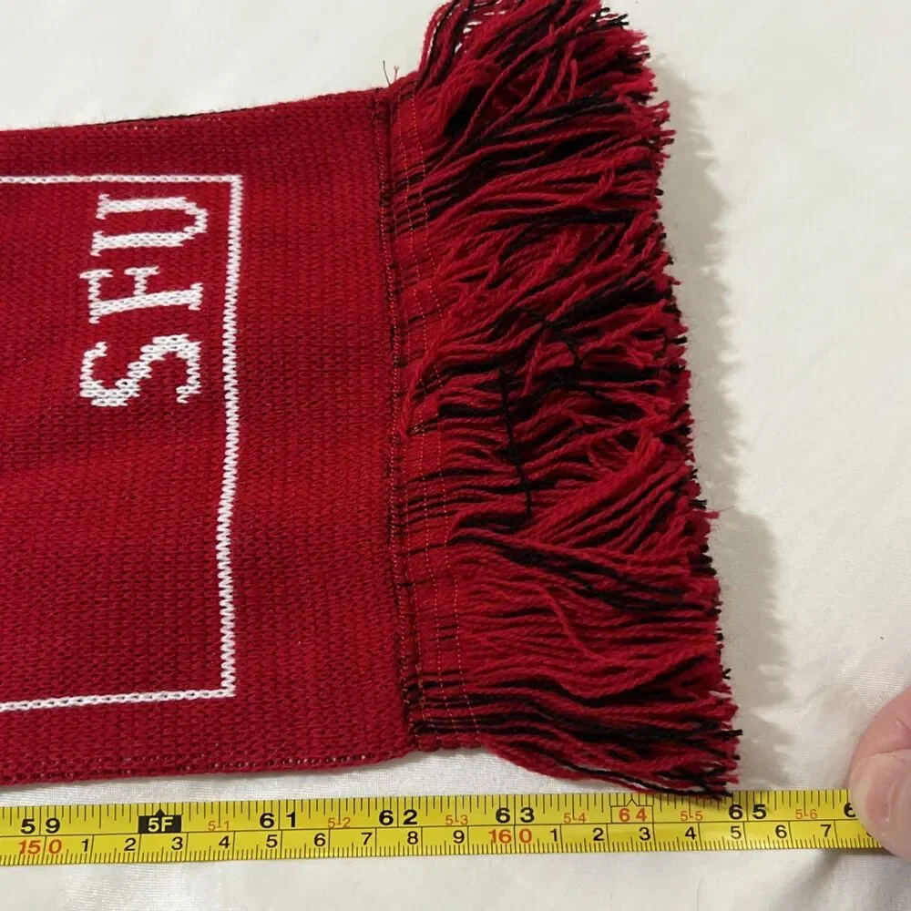 SFU Simon Fraser Beedie School Of Business Red White Scarf Tassels Double Lined